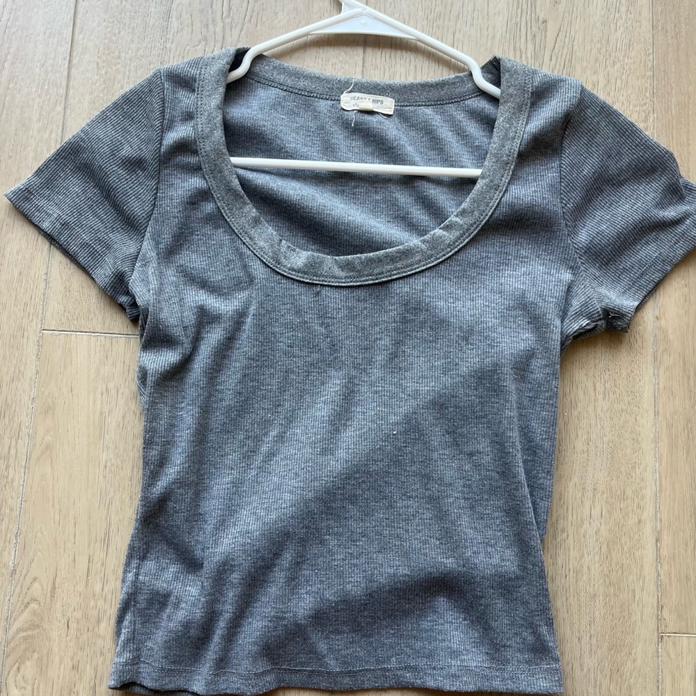 Heart Hips Gray Fitted Short Sleeve Tee